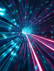 Obraz premium Futuristic Digital Technology Rays Stripes Lines Light Abstract Background
