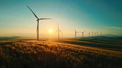 Obraz premium Sustainable Farm Combining Wind and Solar Power for Renewable Energy Production