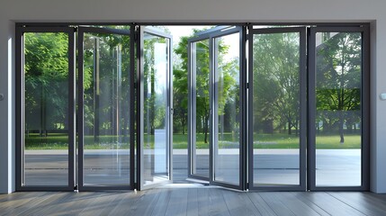 aluminum folding door with access to the terrace : Generative AI