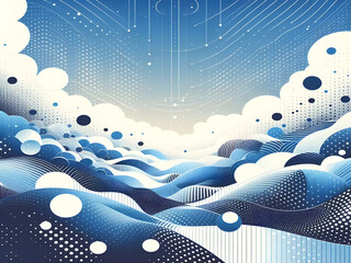 Abstract background with blue and white dots