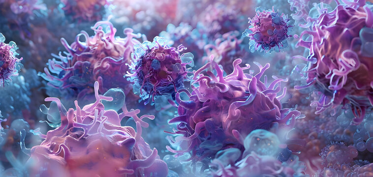 A detailed view of lymphocytes