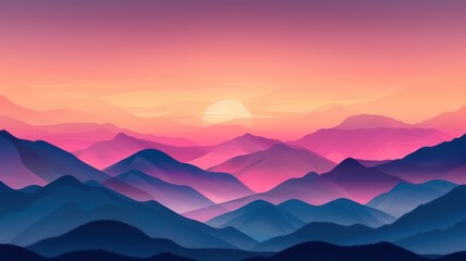 Obraz premium Beautiful mountain landscape with sunrise, text space,