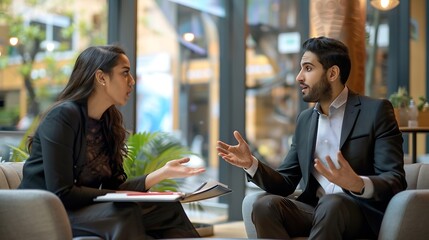 Female lawyer discussing law with businessman Legal counsel and the concept of litigation mediation : Generative AI