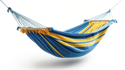 Vibrant Blue and Yellow Hammock in Minimalist Setting