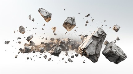 A few rocks flying in the air