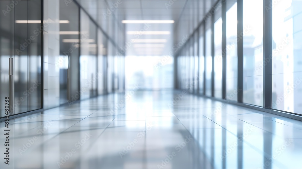 Fototapete blurred for background office building interior empty hall in the modern office building empty open 