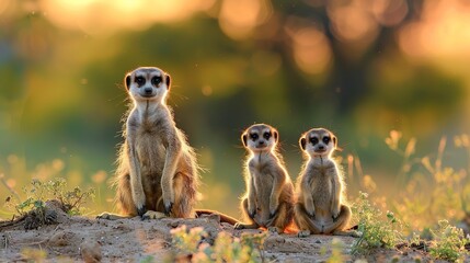 Fototapeta premium suricate family, merkat, suricato