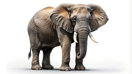 Fototapeta premium African Elephant Standing on White Background