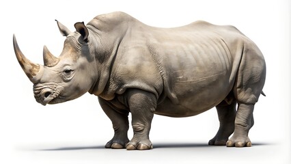 Fototapeta premium A White Rhinoceros Standing on a White Background