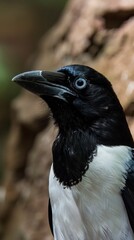 Portrait of a common magpie at Iguazu Falls, urraca pajaro, urracas