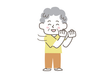 運動をしているシニア女性のイラスト