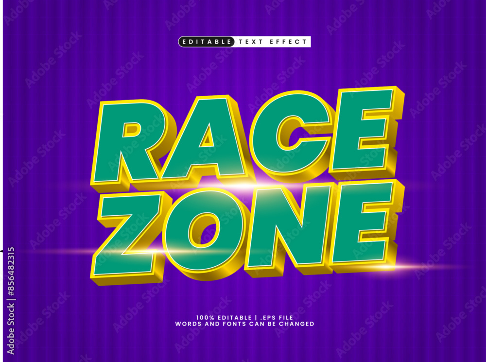 Wall mural race zone editable text effect in speed and race text style - Wall murals
