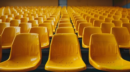 Fototapeta premium Rows of Yellow Seats in a Stadium