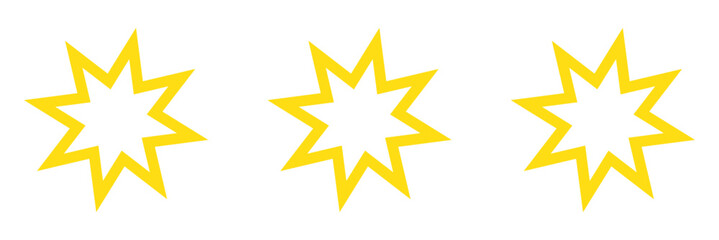 Obraz premium Bahai star. Black linear Baha'i symbols set. Religious symbol of Bahaism. Vector illustration.