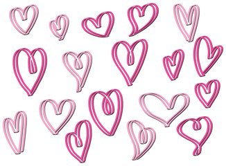 Hand-Drawn Pink Heart Doodles Background
