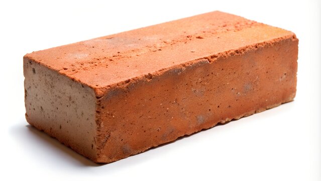 Single Red Brick Isolated on White Background