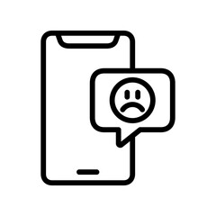 sad phone emoticon icon line vector design illustration template