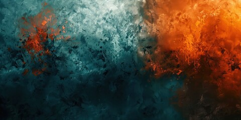 Fototapeta premium Abstract Painting with Teal and Orange Hues