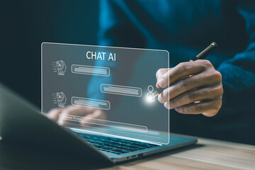 command prompt information AI generates. business communication and development of chatbot digital...