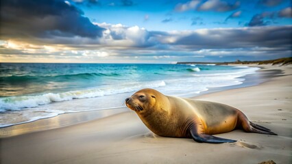A heartbreaking scene unfolds on a deserted beach. A sick sea lion appears weak and alone, desperately in need of assistance.