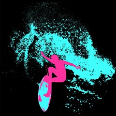 surfista, tabla de surf, vector, surf, ola, surfer, grafico, mar, deporte