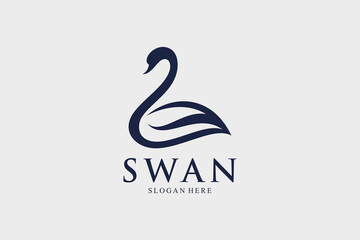 Swan logo design vector illustration abstract with creative idea