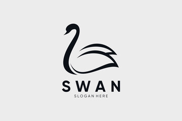 Swan logo design vector illustration abstract with creative idea