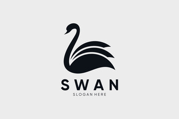 Swan logo design vector illustration abstract with creative idea
