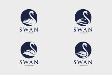 Swan logo design vector illustration abstract with creative idea