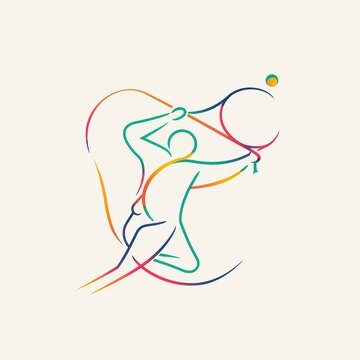 recommend clip art: Colorful Tennis Player Line Art