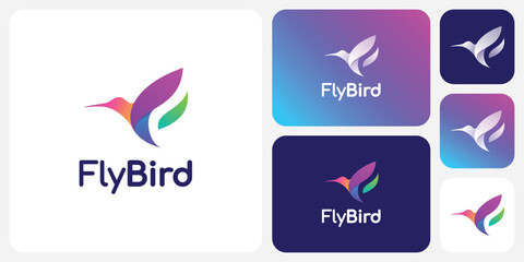 Colorful hummingbird vector logo design with modern, simple, clean and abstract style. © ahmad