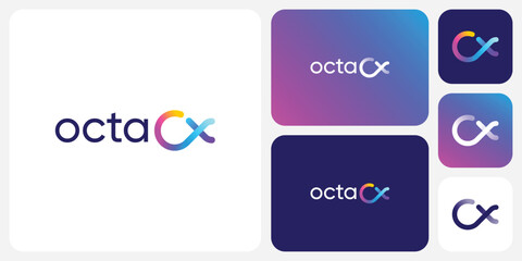 Colorful letter C x initial vector logo design with modern, simple, clean and abstract style.