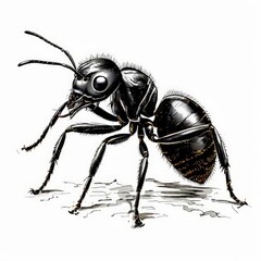 Fototapeta premium AI Image Generator, ant against pure white background, ideal for presentations