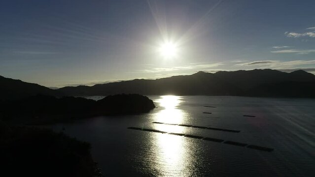 【2Kドローン】朝日と瀬戸内海の空撮