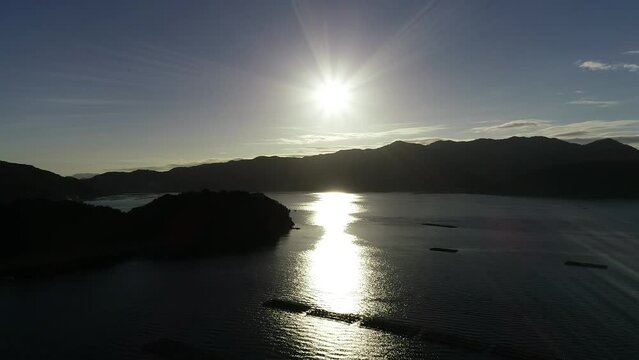 【2Kドローン】朝日と瀬戸内海の空撮