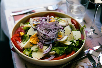 Salad with eggs and vegetables