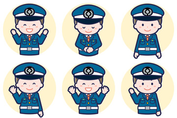 男性警備員のポーズセット_02