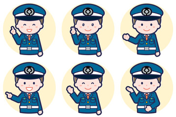 男性警備員のポーズセット_03