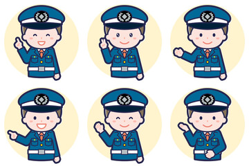 男性警備員のポーズセット_03