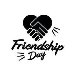 Happy friendship day typography holiday celebration art illustration black with white background for poster banner greeting card print