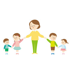 手を繋ぐ母と子のイラスト