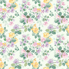 Floral variety color, form natural, seamless fabric pattern.
