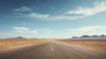 Endless Deserted Road Through Vast Landscapes