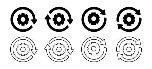 System Update Icon Set. Operation Symbol Isolated on White Background. Design For Apps, Posters, Web, Social Media.