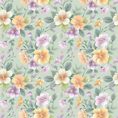 Floral variety color, form natural, seamless fabric pattern.