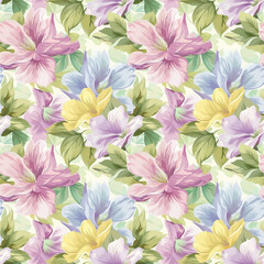 Floral variety color, form natural, seamless fabric pattern.