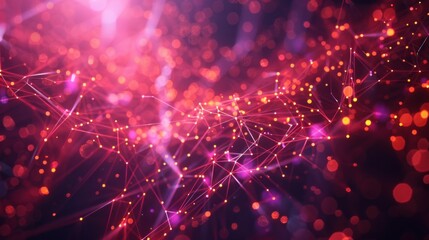 A red and purple background with a lot of lines and dots
