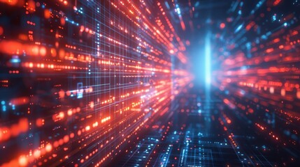 Naklejka premium A computer screen with a bright blue light and red lines