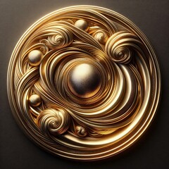 Gold or Golden Metallic Texture with Barroco Art and Embossed