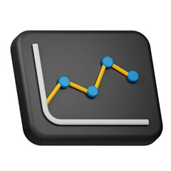 line chart 3d icon isolated on the transparent background